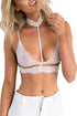 Sexy White Seductive Strappy Choker Lace Bra Lingerie
